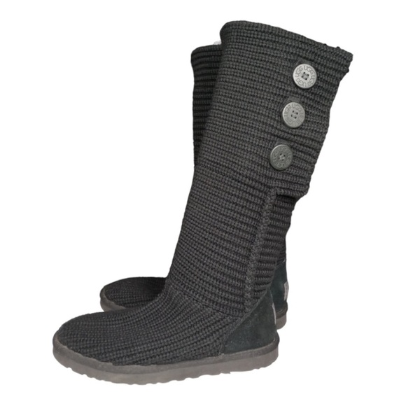 UGG CLASSIC CARDY TALL BOOTS black womens size 7 - Picture 1 of 10